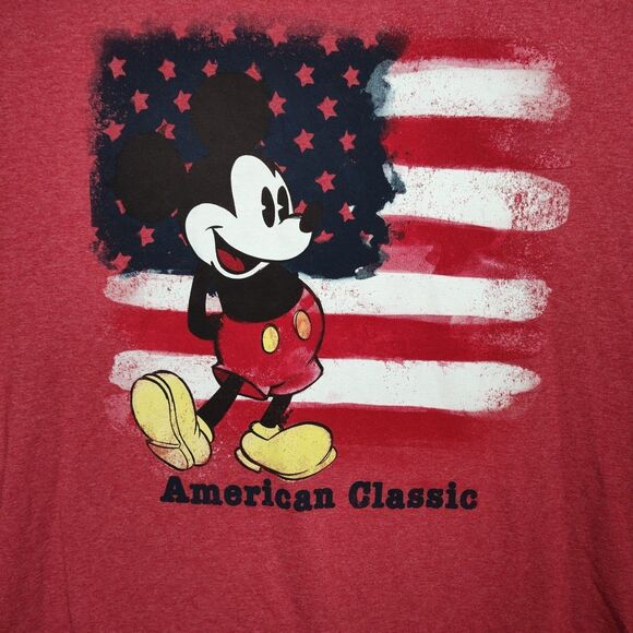 Disney Store Mickey Mouse USA Flag T-Shirt Men's 2XL Red Graphic Print - Picture 3 of 7